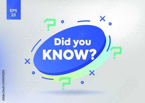 	 Interesting fact label. Banner or sicker with phrase did you know. Helpful template for ask or quiz. Pink and green question