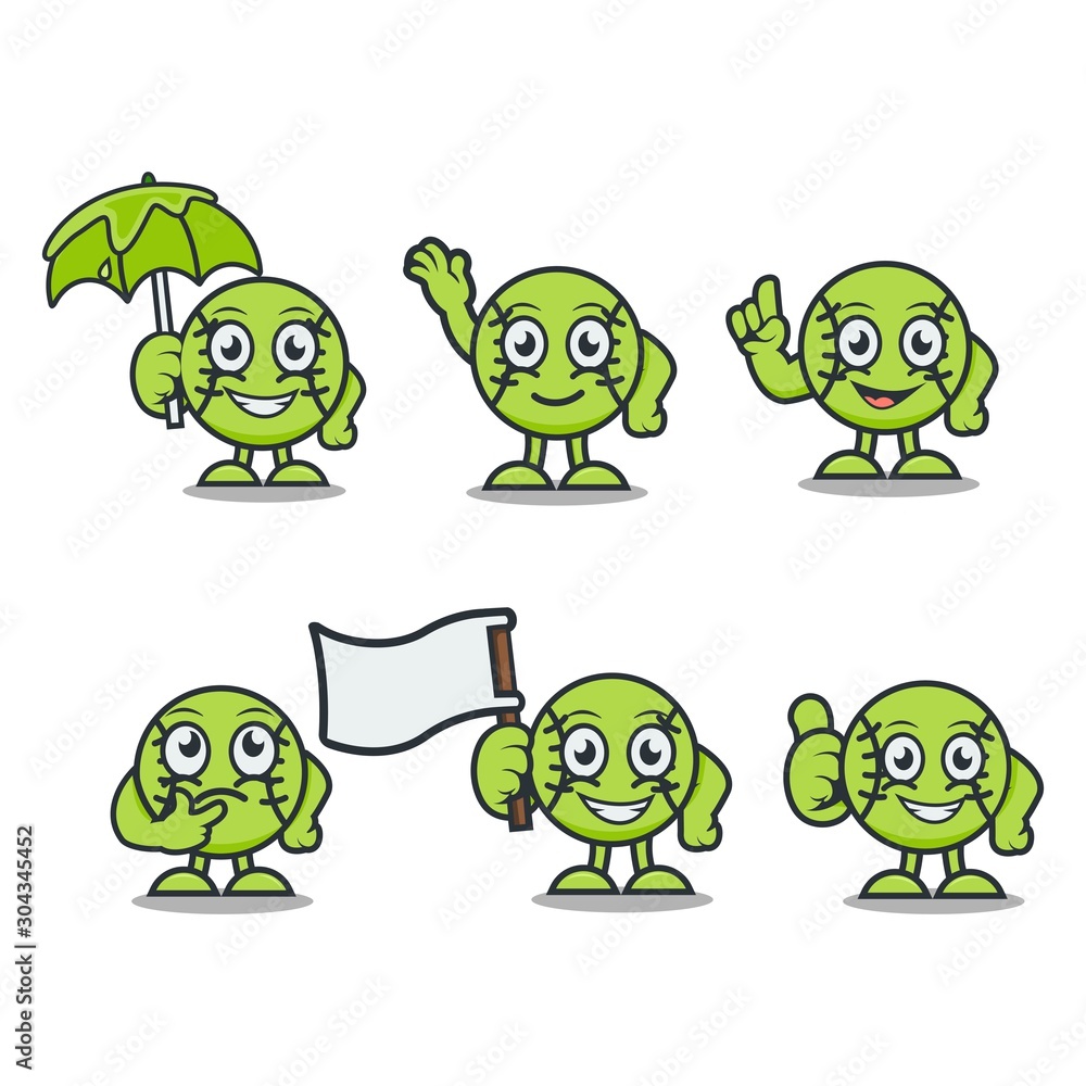 baseball ball mascot cartoon design bundle baseball ball mascot cartoon design bundle