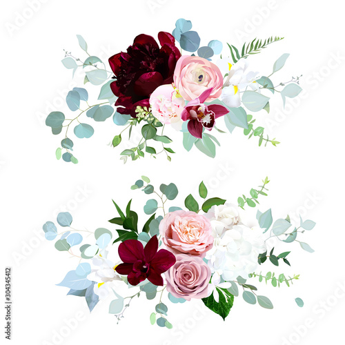 Luxury fall flowers vector bouquets