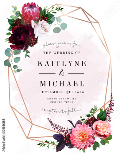 Luxury fall flowers wedding vector bouquet card