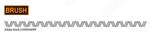 Decorative stitching brush for fashion and digital illustration. Zig-zag V stitch. Abstract vector. Colorable and customizable brushes.	