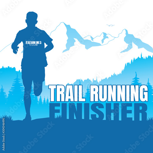 Running silhouettes. Vector illustration, Trail Running, Marathon runner.	