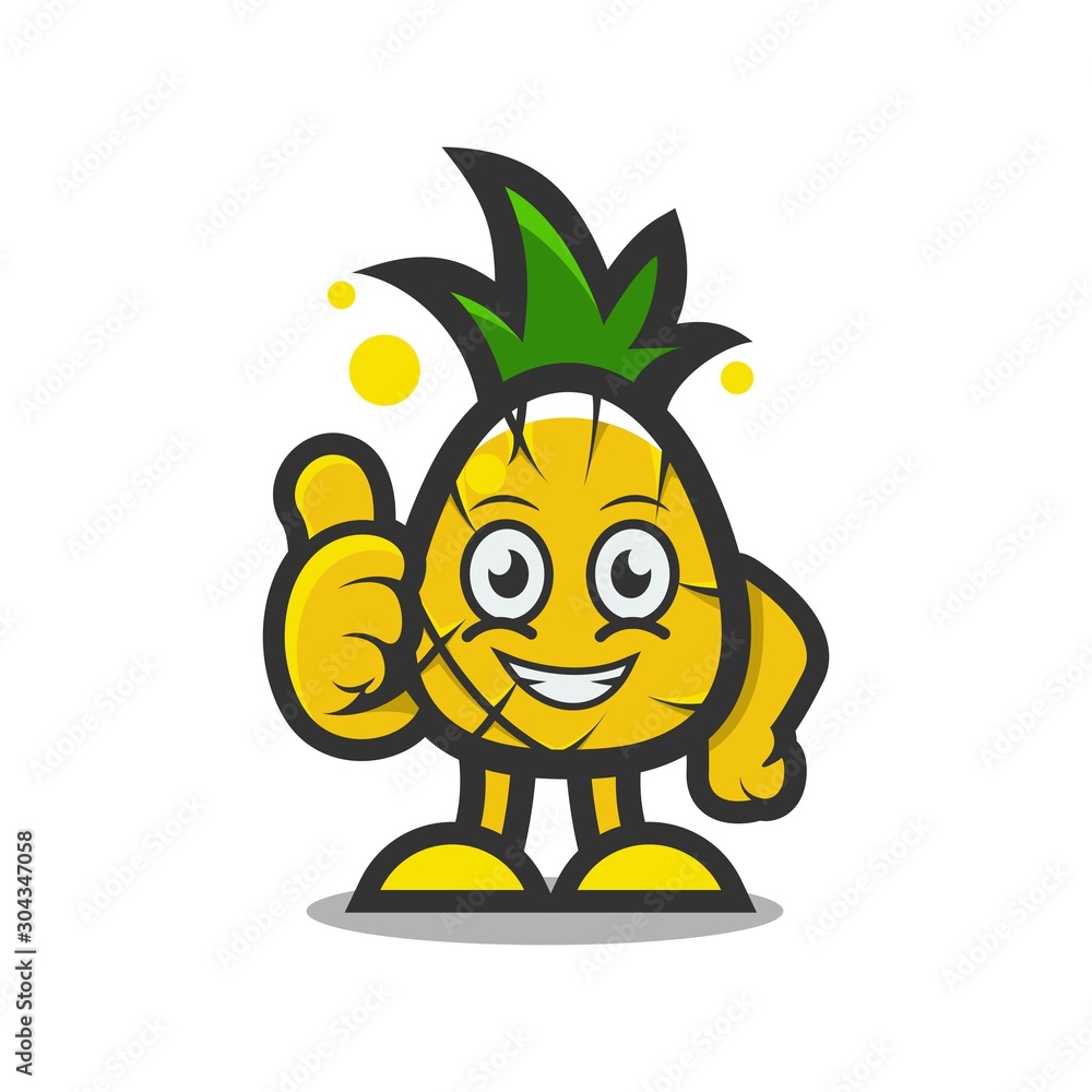 pineapple mascot cartoon design vector