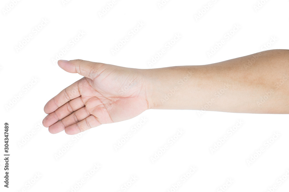 Hand and arm asian man or caucasian hand gestures hold or catching something empty or Hand signal isolated on white background Hand and arm asian man or caucasian hand gestures hold or catching something empty or Hand signal isolated on white background