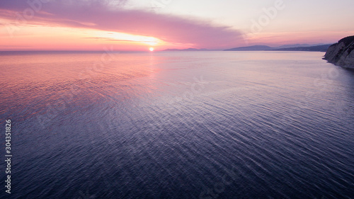 Black Sea at sunset. Rocky coast.