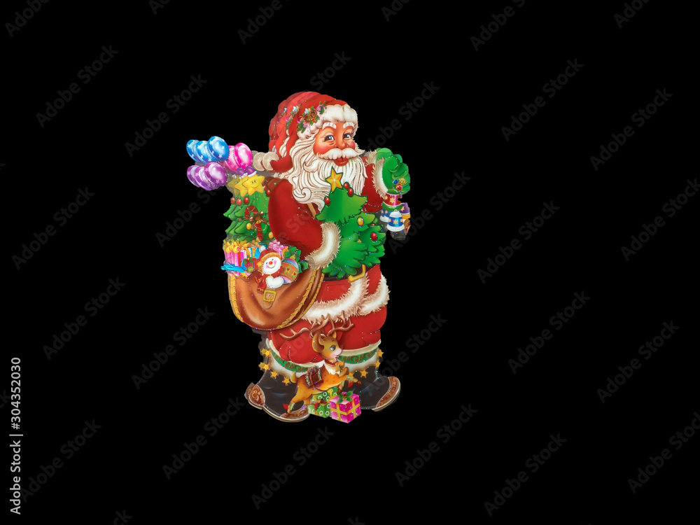 Decoration for Christmas Santa Claus with Christmas trees and gifts.