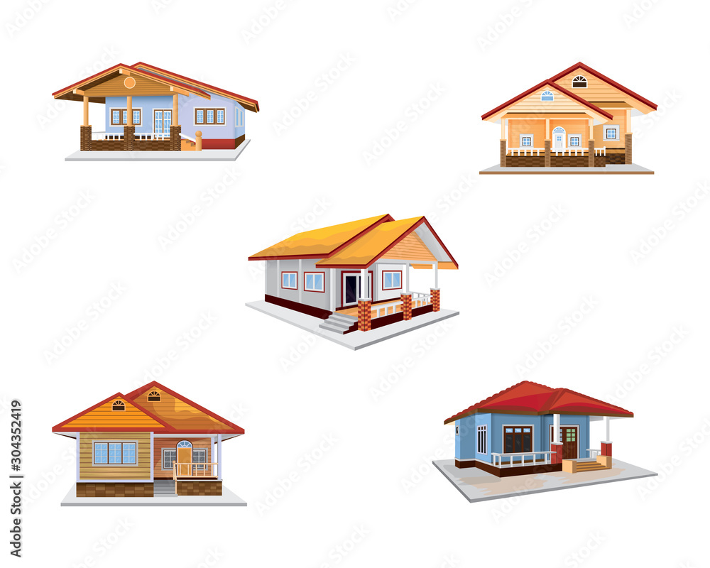 One story house on white background
