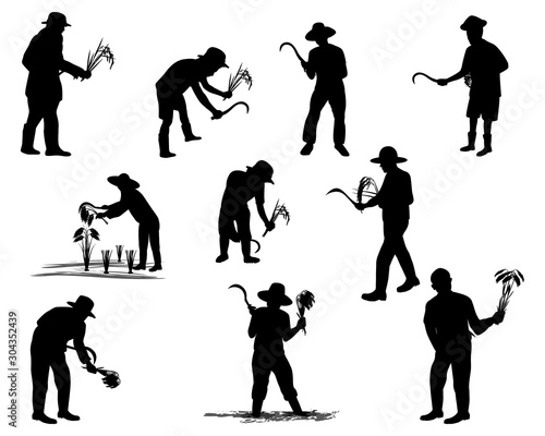 silhouette farmer shape vector design