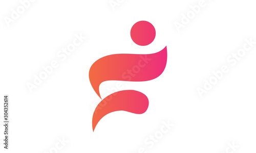 logo people letter F run vector
