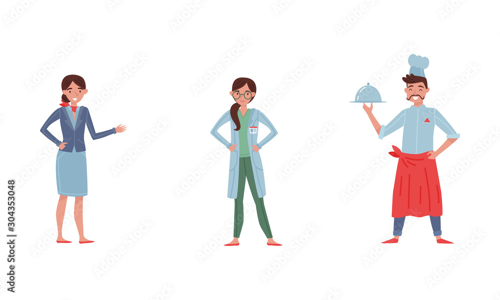 People Characters Engaging in Different Occupations Vector Illustrations