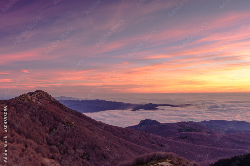 Beautiful sunrise in the mountains (Montseny Natural Park, Catalonia, Spain)