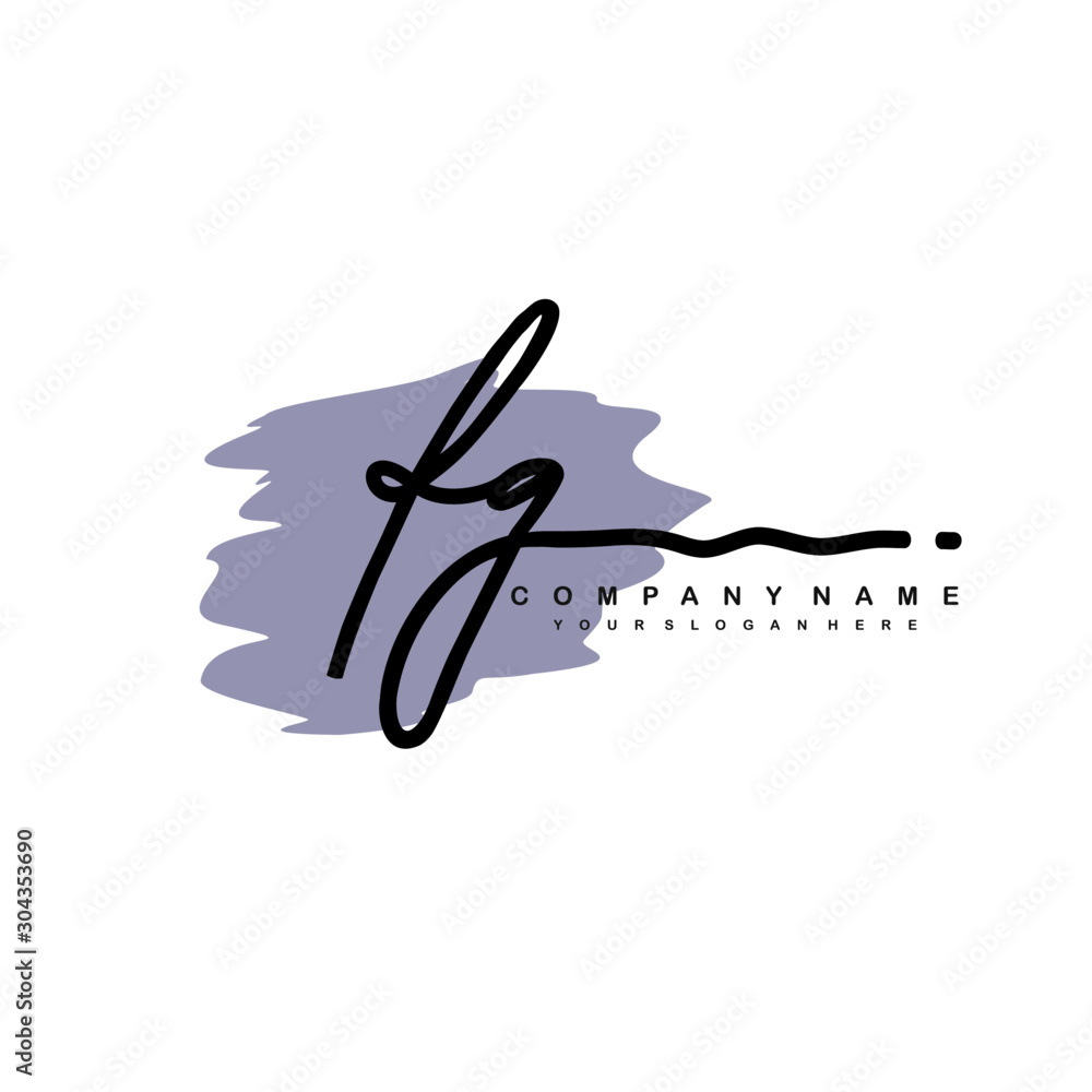 FG handwriting logo template of initial signature. beauty monogram and elegant logo design