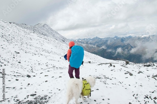 hiker in the mountains of Altay