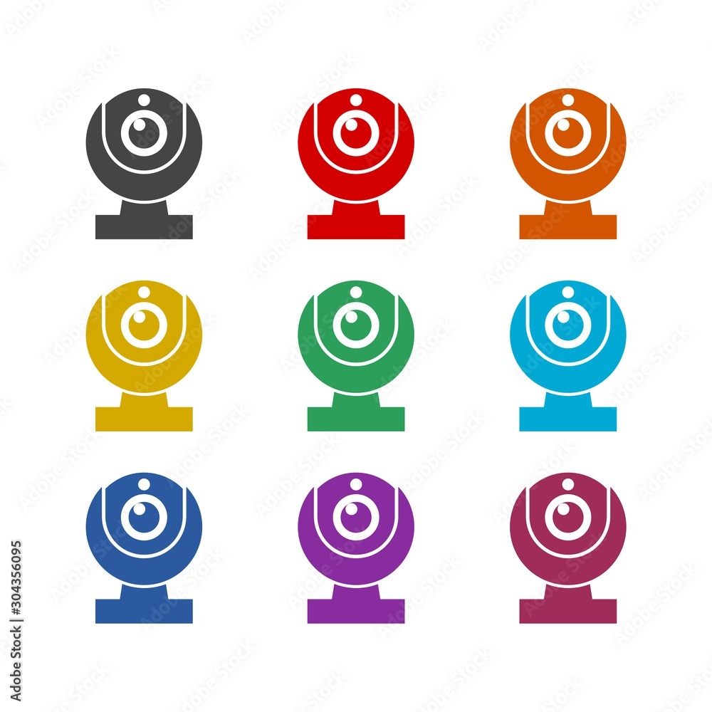 Web cam color icon set on white background Web cam color icon set on white background