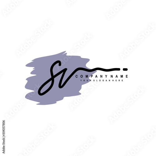 SV handwriting logo template of initial signature. beauty monogram and elegant logo design