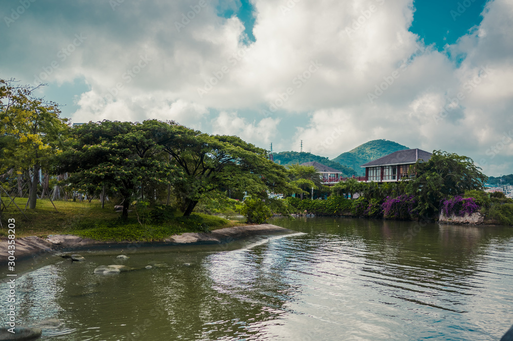 Obraz premium Asia tropical landscape. China vacation on Sanya, Hainan