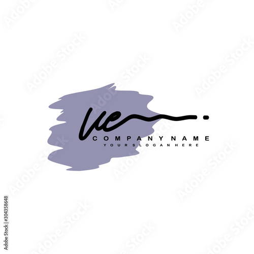VE handwriting logo template of initial signature. beauty monogram and elegant logo design