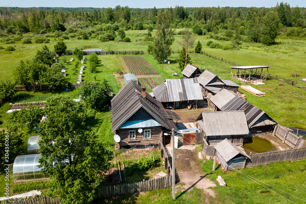 house in Russia, aerial photography for calculating real estate tax Stock Photo Adobe Stock