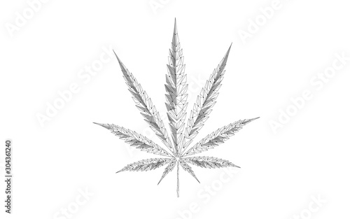Low poly 3D medical marijuana leaf. Legalize medical pain treatment concept. Cannabis weed medicine isolated object symbol. Legal state traditional prescription vector illustration
