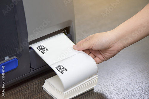 Hand and barcode label printer. Printing Barcode