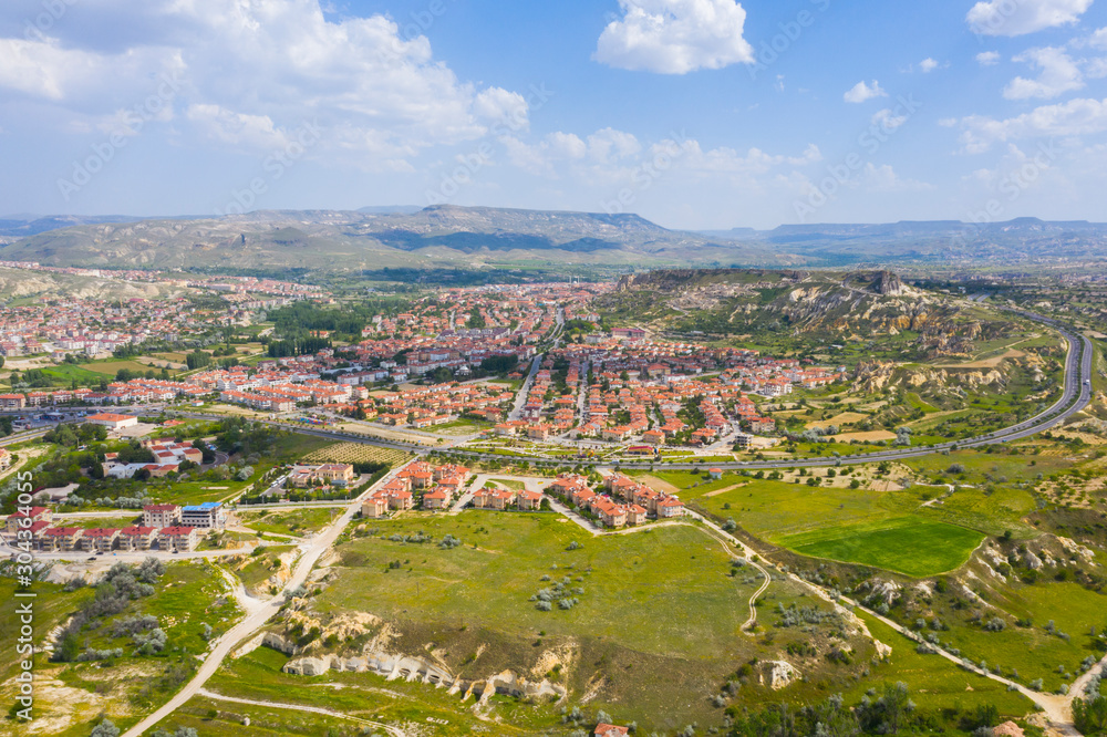 Fototapeta premium aerial view of Uchisar Castle in Cappadocia Goreme Valley