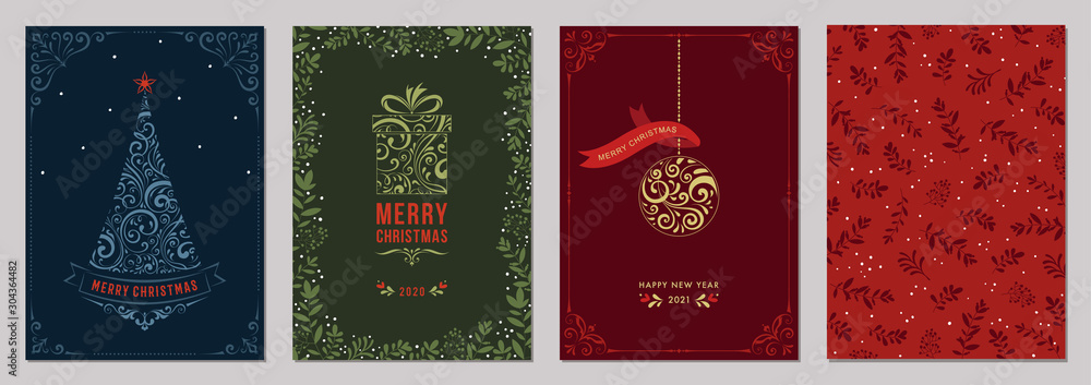 Merry Christmas and Bright Corporate Holiday cards.  - obrazy, fototapety, plakaty 