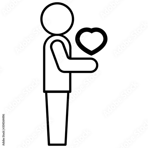Man is Donating Organ Concept, Donor Holding Heart Design, Charity Vector Icon