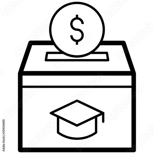 Educational Charity Concept, Donation Box with Hat Vector Icon design