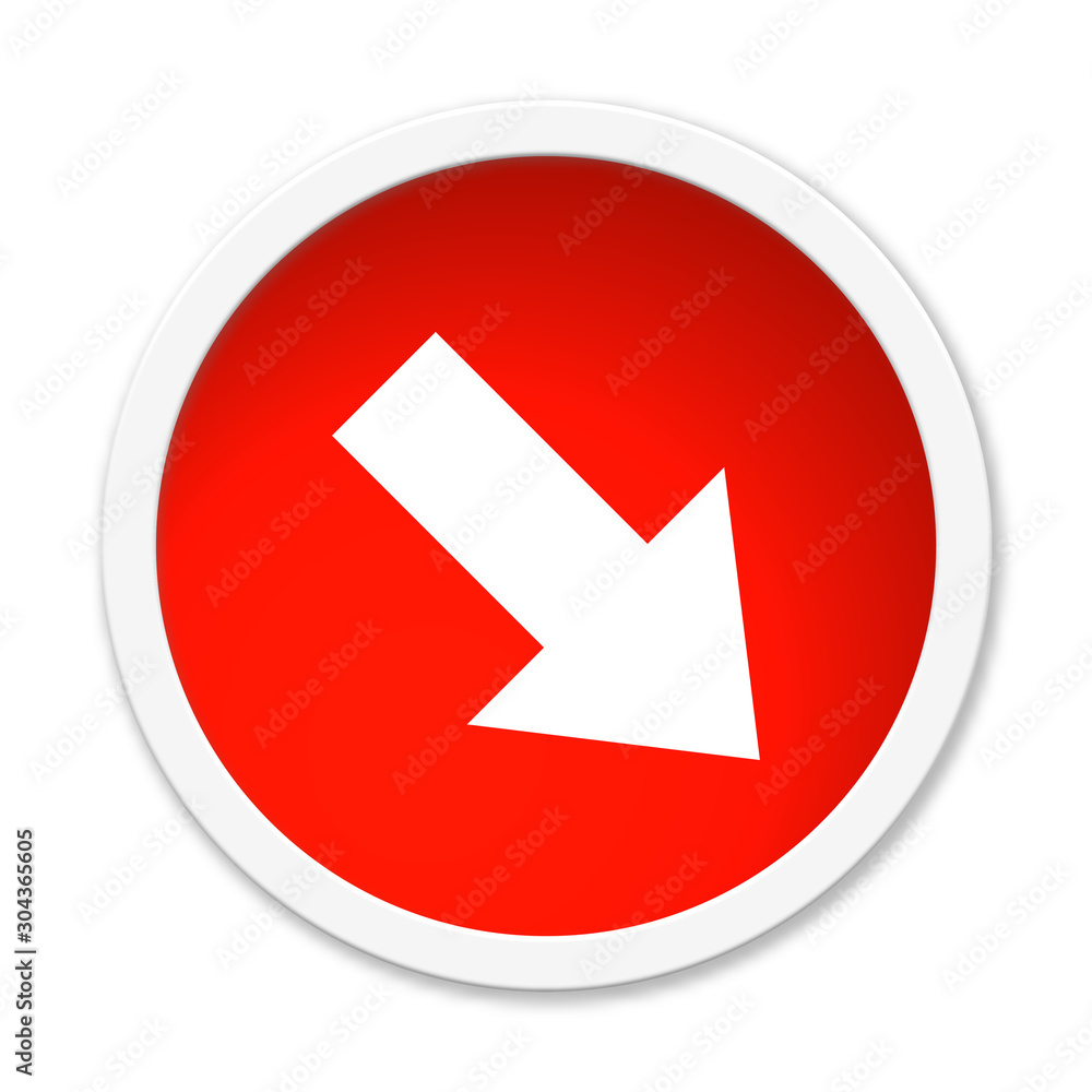 Runder roter Button zeigt Pfeil nach unten Runder roter Button zeigt Pfeil nach unten