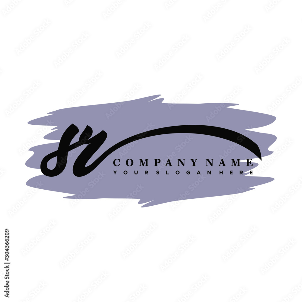Fototapeta premium SR handwritten logo vector template. with a gray paint background, and an elegant logo design
