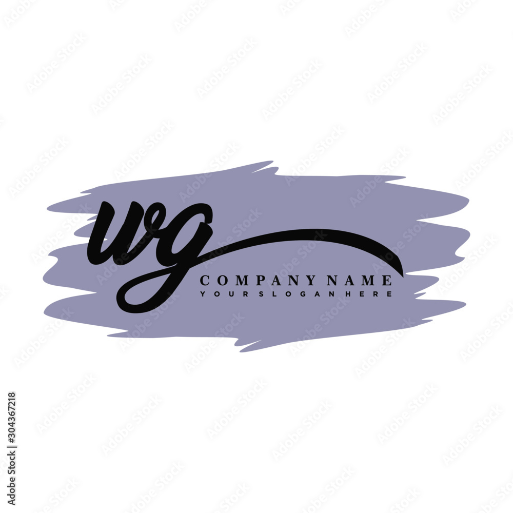 Fototapeta premium WG handwritten logo vector template. with a gray paint background, and an elegant logo design
