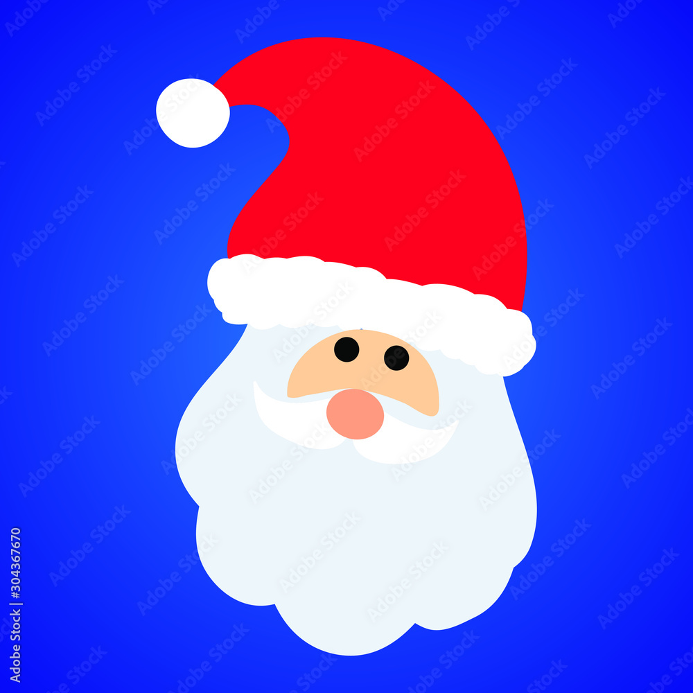 new year santa's face on a blue background new year santa's face on a blue background