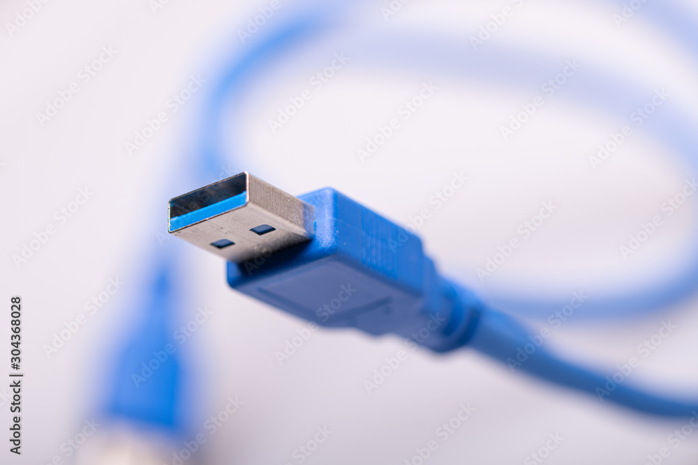 usb 3.0 cable isolated on white, computer cable usb 3.0 cable isolated on white, computer cable