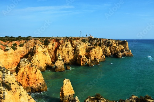 rocky beach in Lagos Portugal 01.Nov.2019 It is one of the most beautiful beaches and coastal areas in the world