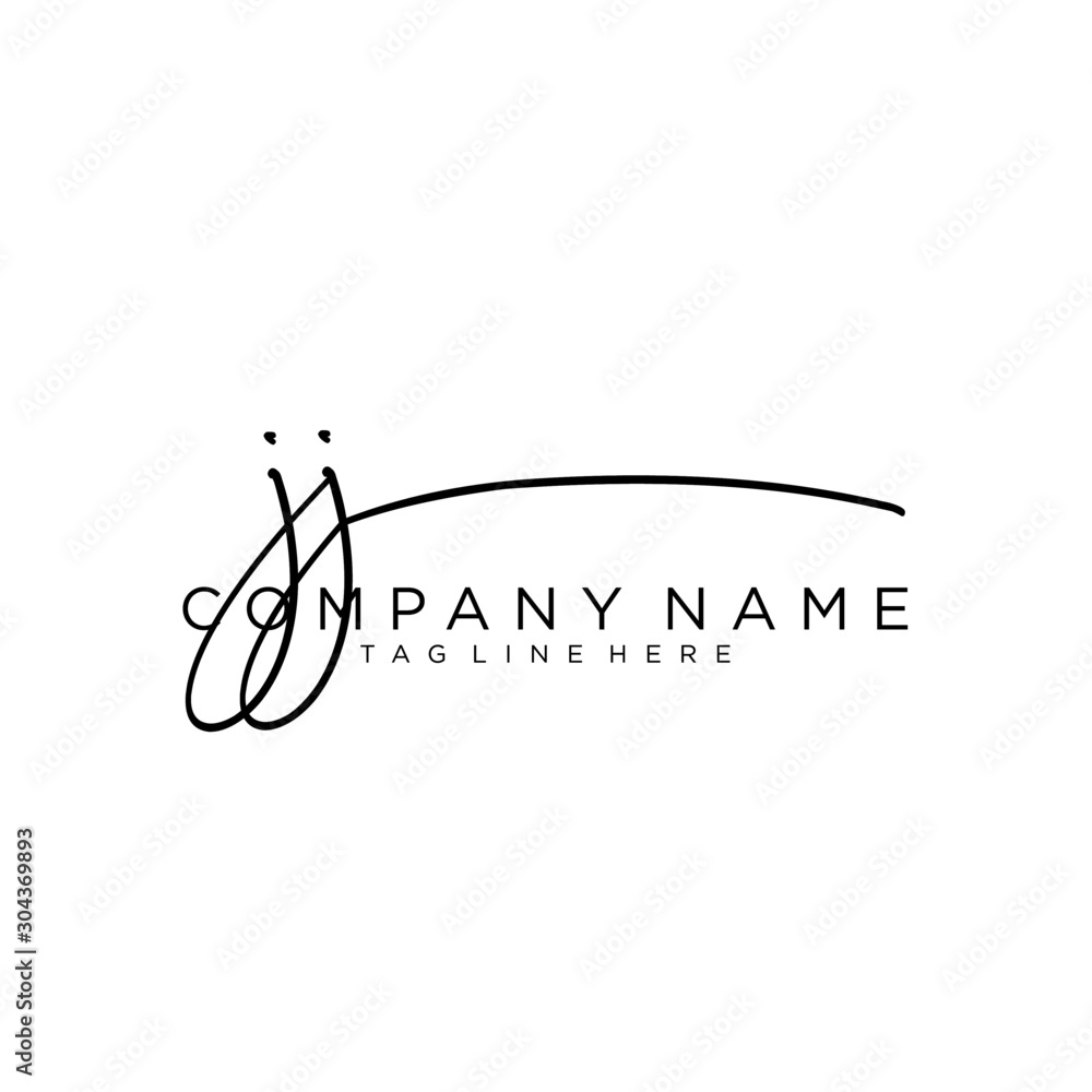 Initial letter JJ Signature handwriting Logo Vector Stock Vector