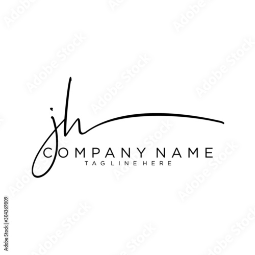 Initial letter JH Signature handwriting Logo Vector photo