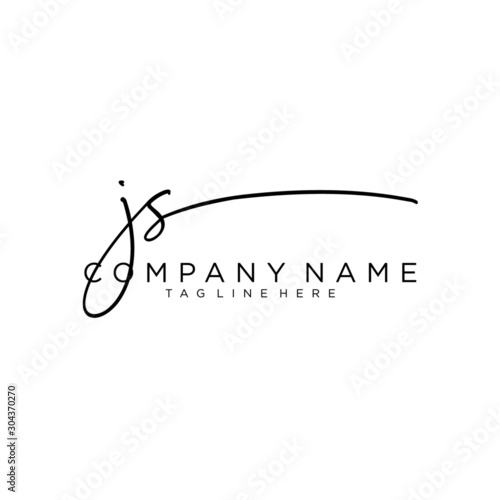 Initial letter JS Signature handwriting Logo Vector