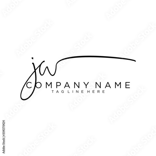 Initial letter JW Signature handwriting Logo Vector photo