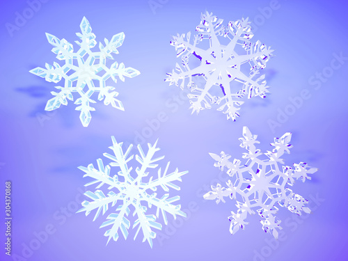 translucent white different snowflakes