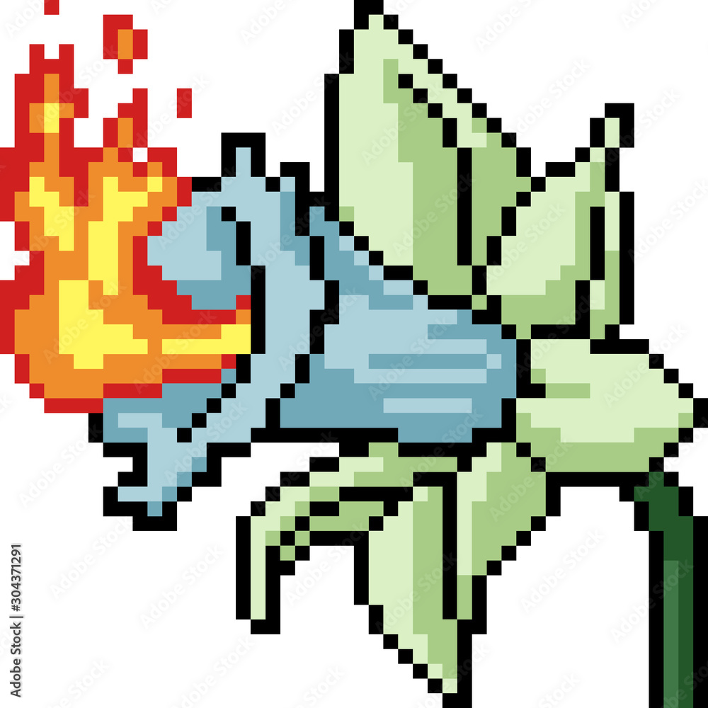 Obraz premium vector pixel art flower fire