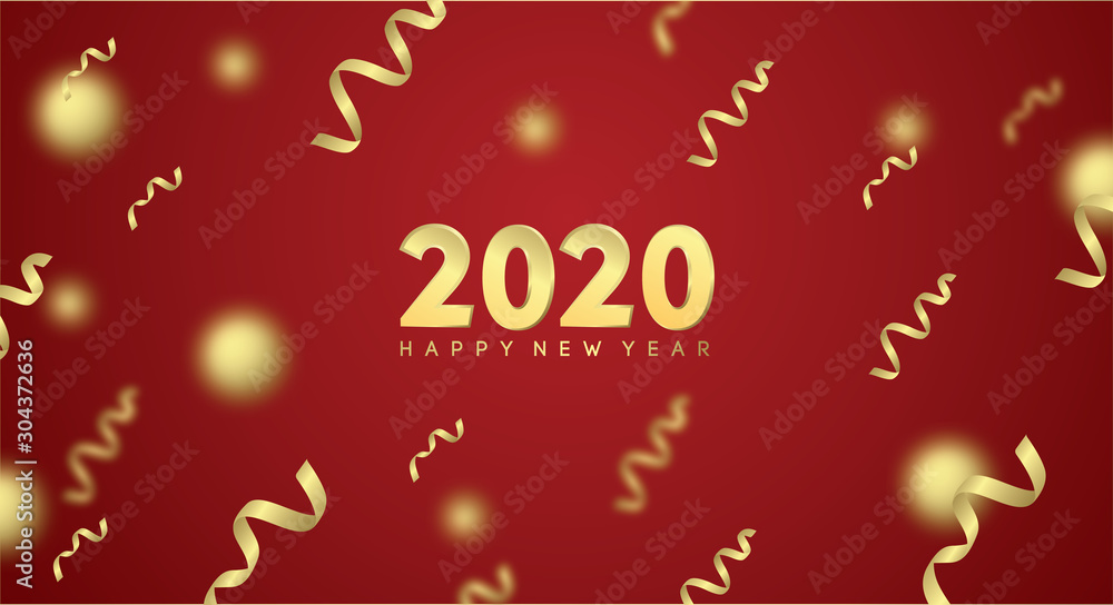 Happy New Year 2020. Vector illustration concept for background, greeting card, website and mobile website banner, party invitation card, social media banner, marketing material