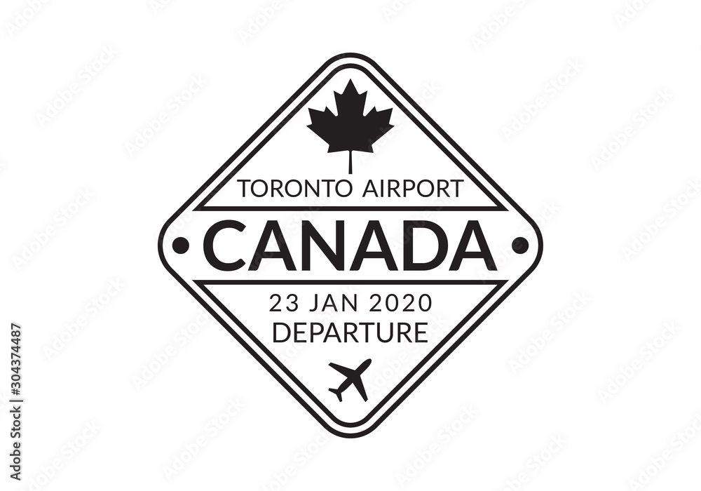 Canada Passport stamp. Visa stamp for travel. Toronto international airport grunge sign. Immigration, arrival and departure symbol. Vector illustration. Canada Passport stamp. Visa stamp for travel. Toronto international airport grunge sign. Immigration, arrival and departure symbol. Vector illustration.