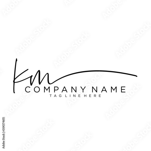 Initial letter KM Signature handwriting Logo Vector photo