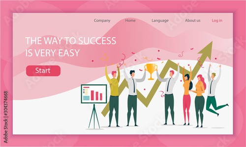 Way Team to Success is very Easy, Vector Cartoon.