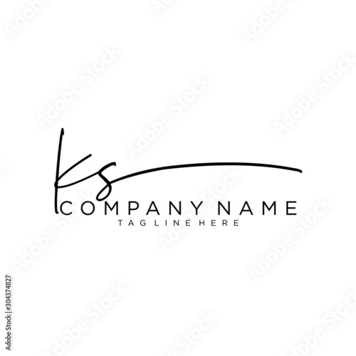 Initial letter  KS Signature handwriting Logo Vector
