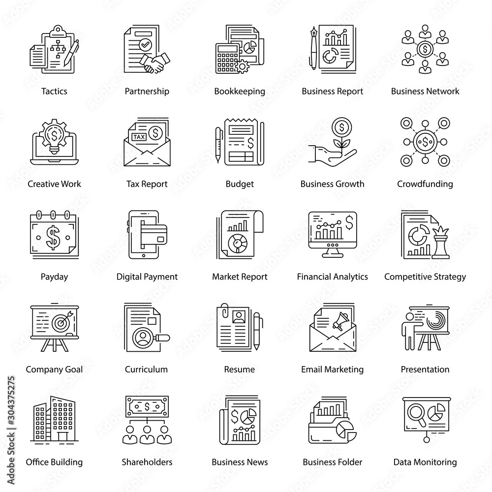 Pack of Business Line Icons 