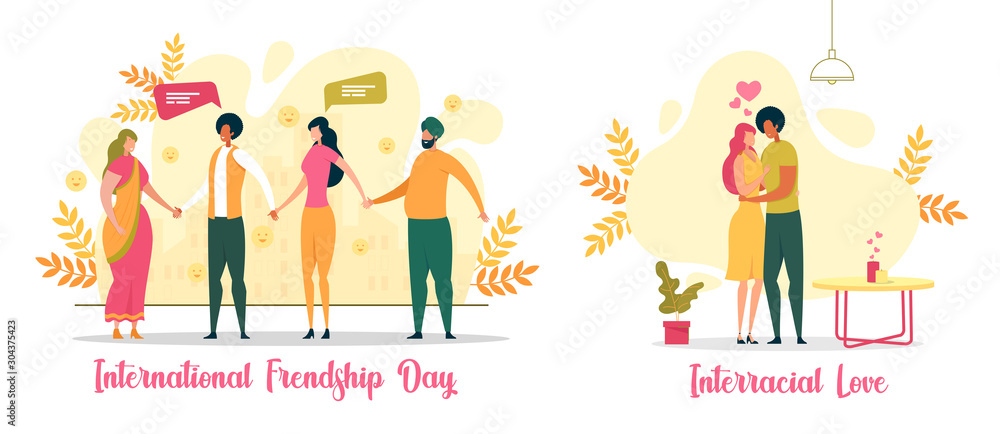 Fototapeta premium International Friendship Day Flat Vector Concept