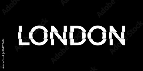London typography text. London modern design with glitch effect. T-Shirt, print, poster, graphic. Vector illustration.