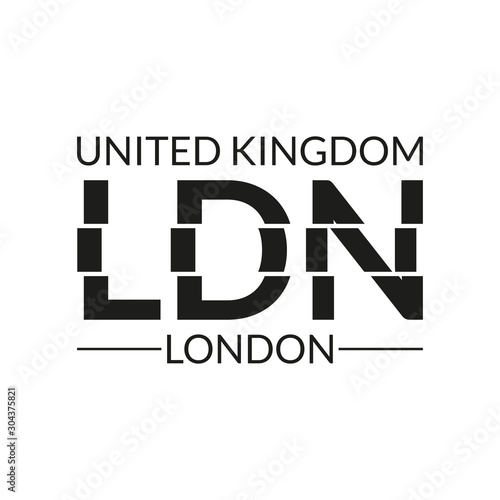 London typography text. LDN modern design. T-Shirt, print, poster, graphic. Vector illustration.