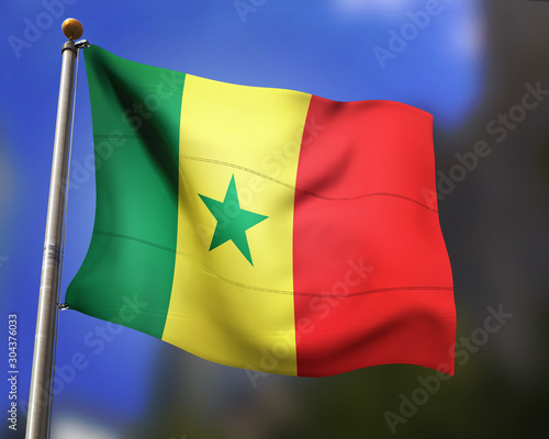 Senegal Flag in the Wind